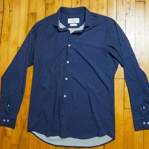 Mizzen + Main X-Large Leeward Dress Shirt Trim Fit Navy Antimicrobial